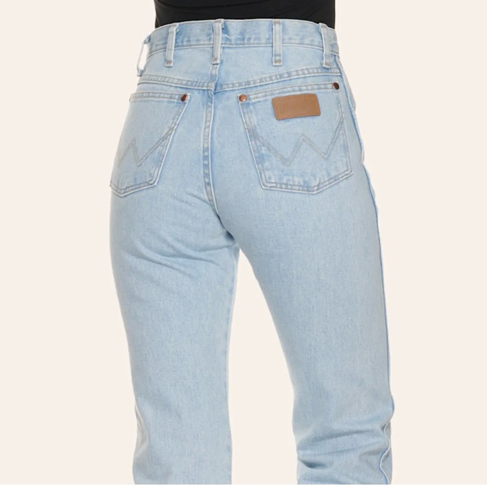 Wrangler High Raise Straight Denim Jeans Color Bleach Sz 26x34 Cowboy Cut